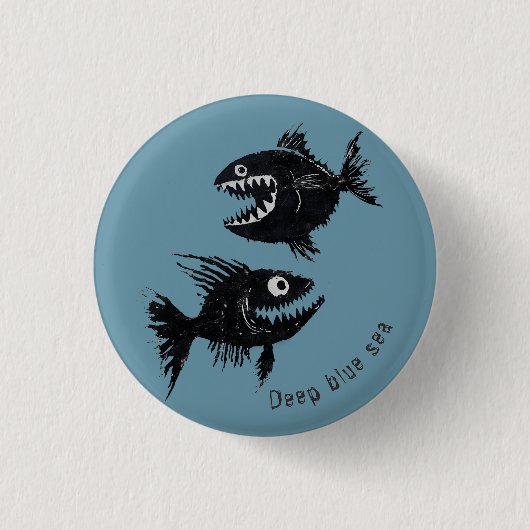 Two scary fish, personalized ronde button 3,2 cm (Voorkant)