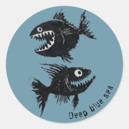Two scary fish, personalized ronde sticker