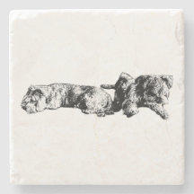 Two Schnauzers – Ink Art Dog Coaster