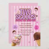 Two Scoops are Better Than One Ice Cream Birthday Kaart (Voorkant / Achterkant)