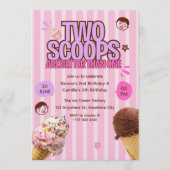 Two Scoops are Better Than One Ice Cream Birthday  Kaart (Voorkant)
