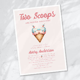 Two Scoops Ice Cream Twins Baby shower Kaart