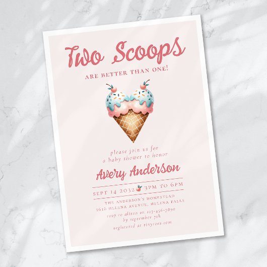 Two Scoops Ice Cream Twins Baby shower Kaart