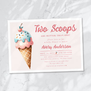 Two Scoops Ice Cream Twins Baby shower Kaart