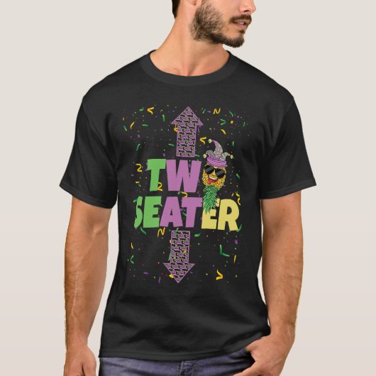 Two Seater Mardi Gras Upside Down Pineapple Swinge T-shirt (Voorkant)