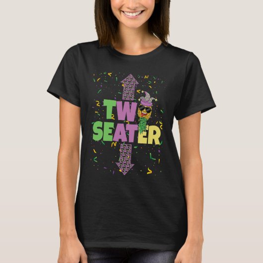 Two Seater Mardi Gras Upside Down Pineapple Swinge T-shirt (Voorkant)