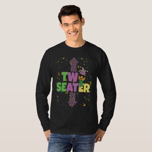 Two Seater Mardi Gras Upside Down Pineapple Swinge T-shirt (Voorkant volledig)