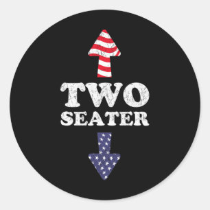 Two Seater USA 4 juli White Trash Party Kleding R Ronde Sticker