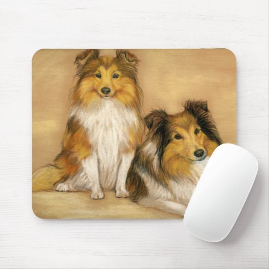 "Two Shetland Sheepdogs" Dog Art Mousepad Muismat (Met muis)