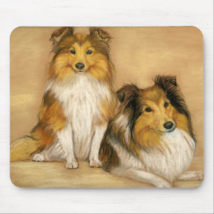 "Two Shetland Sheepdogs" Dog Art Mousepad Muismat