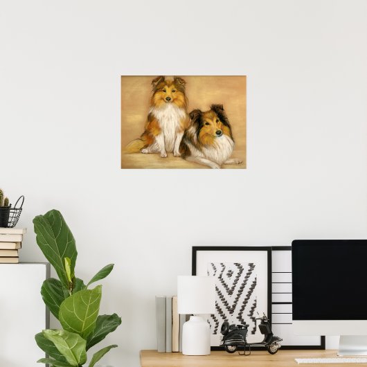 "Two Shetland Sheepdogs" Dog Art Print (Thuiskantoor)