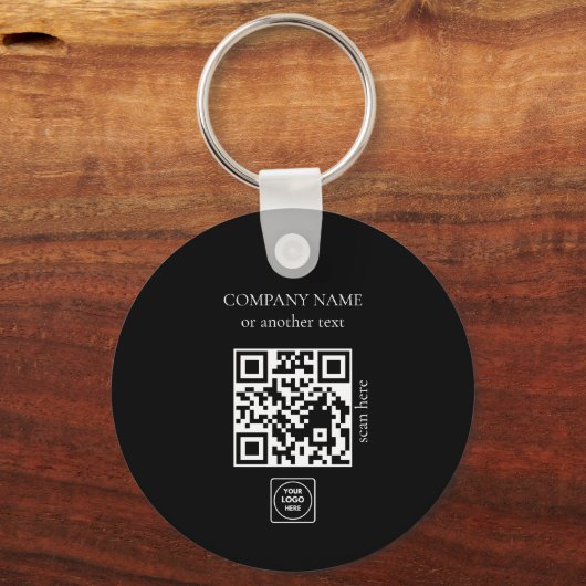 Two Sided Logo QR Code Black Business Keychains Sleutelhanger (Achterkant)