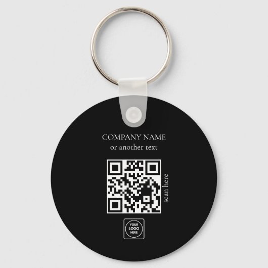 Two Sided Logo QR Code Black Business Keychains Sleutelhanger (Achterkant)