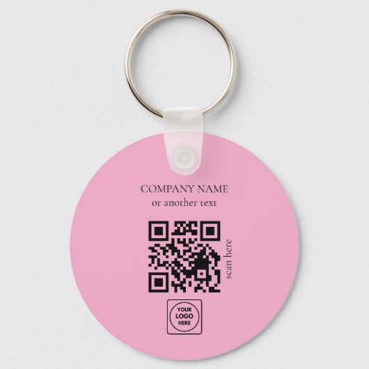 Two Sided Logo QR Code Blush Pink Keychains Sleutelhanger (Achterkant)