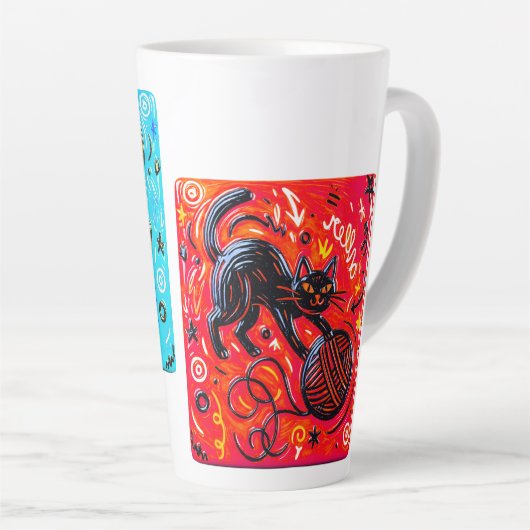 Two-Sided Neon Cat Latte Mok (Rechterhoek)