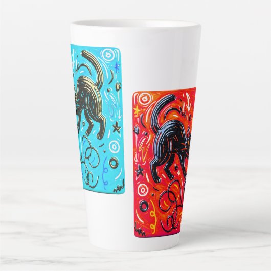 Two-Sided Neon Cat Latte Mok (Voorkant)