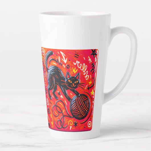 Two-Sided Neon Cat Latte Mok (Rechts)