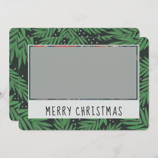 Two Sided Photo Green Pine Kerstmis Holiday Kaart (Voorkant / Achterkant)