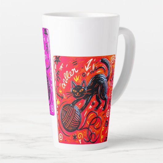  Two-Sided Pink Cat Latte Mok (Rechterhoek)