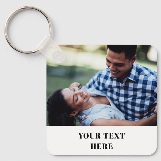 Two Sided Square Photo Keychain - Your Text Here  (Voorkant)
