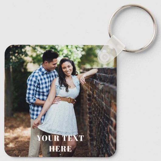 Two Sided Square Photo Keychain - Your Text Here  (Achterkant)
