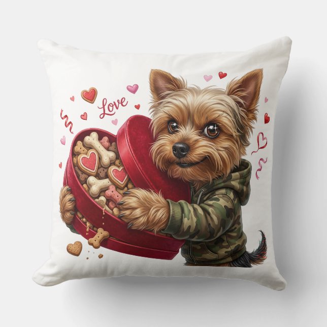 Two-Sided Yorkie Valentine Pillow | Love & Rebel Kussen (Voorkant)