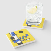 Two Sides Of Ethnicity Yellow Blue Black White Stenen Onderzetter (Zijkant)