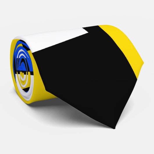 Two Sides Of Ethnicity Yellow Blue Black White Stropdas (Opgerold)