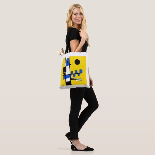 Two Sides Of Ethnicity Yellow Blue Black White Tote Bag (Op model)