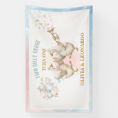 Two Silly Geese Boy & Girl Twins Birthday Spandoek (Verticaal)