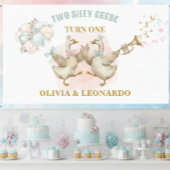 Two Silly Geese Boy & Girl Twins Birthday Spandoek