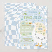 Two Silly Goose 2nd Birthday Party Spring Birthday Kaart (Voorkant / Achterkant)