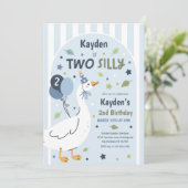 Two Silly Goose 2nd Birthday Party Spring Birthday Kaart (Staand voorkant)