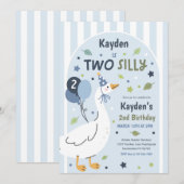 Two Silly Goose 2nd Birthday Party Spring Birthday Kaart (Voorkant / Achterkant)