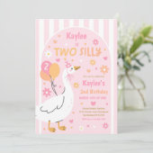 Two Silly Goose 2nd Birthday Party Spring Birthday Kaart (Staand voorkant)