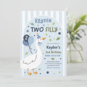 Two Silly Goose 2nd Birthday Party Spring Birthday Kaart (Staand voorkant)