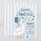 Two Silly Goose 2nd Birthday Party Spring Birthday Kaart (Voorkant / Achterkant)