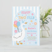 Two Silly Goose 2nd Birthday Party Spring Birthday Kaart (Staand voorkant)