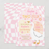 Two Silly Goose 2nd Birthday Party Spring Birthday Kaart (Voorkant / Achterkant)