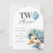Two Silly Goose Boy 2nd Birthday  Invitation Kaart (Voorkant)