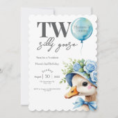 Two Silly Goose Boy 2nd Birthday  Invitation Kaart (Voorkant)