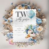 Two Silly Goose Boy 2nd Birthday Invitation Kaart