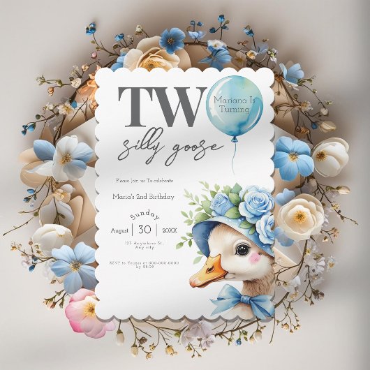 Two Silly Goose Boy 2nd Birthday  Invitation Kaart