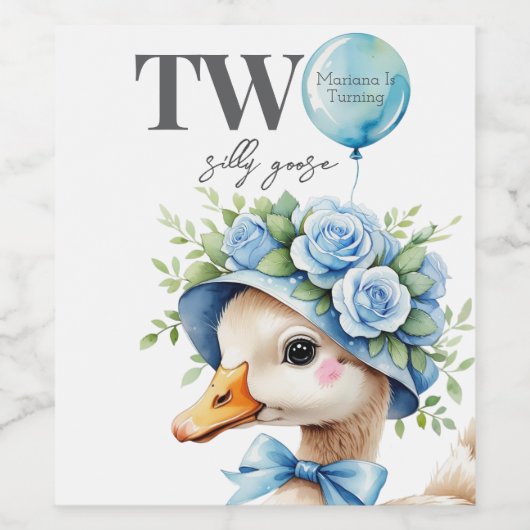 Two Silly Goose Boy Birthday  Wijn Etiket (Enkel label)