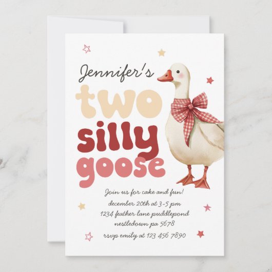 Two Silly Goose Christmas Bow 2nd Birthday Kaart (Voorkant)