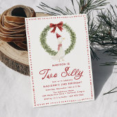 Two Silly Goose Christmas Red Bow 2nd Birthday Kaart