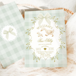 Two Silly Goose Gender Neutral Sage 2nd Birthday Kaart