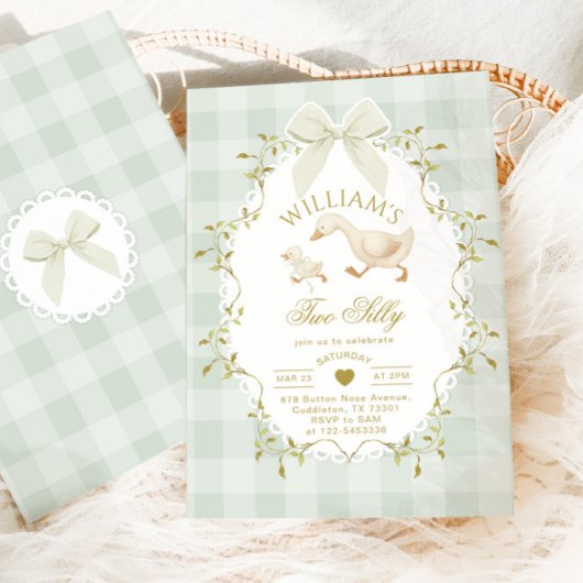 Two Silly Goose Gender Neutral Sage 2nd Birthday Kaart