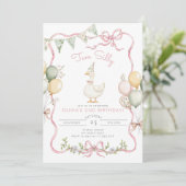 Two Silly Goose Pink Girl 2nd Birthday Kaart (Staand voorkant)