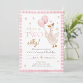 Two Silly Goose Spring Party Farm Girl Birthday Kaart (Staand voorkant)